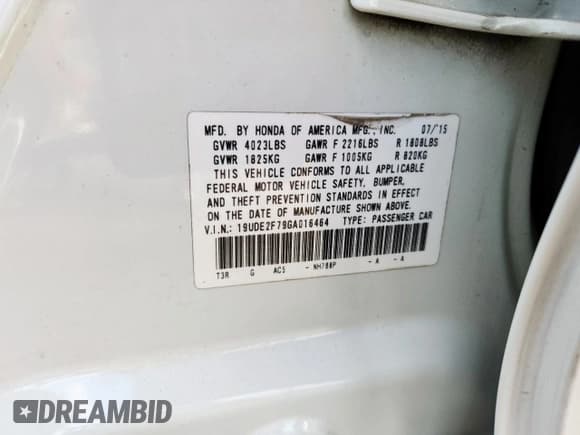 ✅ 2016 Acura ILX Premium • VIN: 19UDE2F79GA016464 • Lot: 93135695. Listed on Copart with 116,434 mi. Free auction sales archive from the USA and detailed vehicle history report at DreamBid. Image 12.