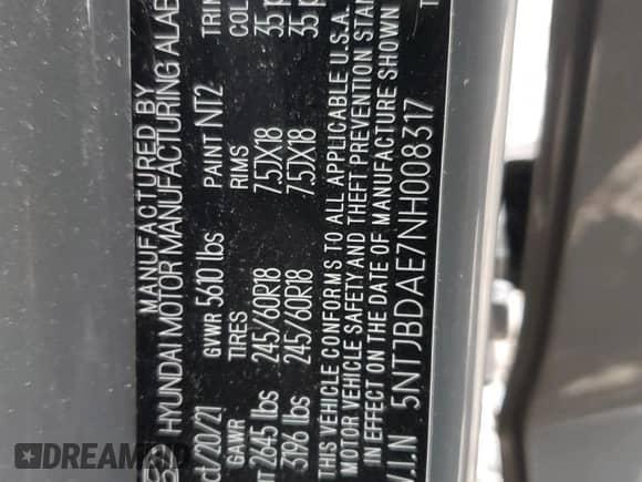 ✅ 2022 Hyundai Santa Cruz SEL • VIN: 5NTJBDAE7NH008317 • Лот: 81494954. Размещён на Copart с пробегом 28 657 миль миль. Получите бесплатный доступ к архиву аукционных продаж из США и посмотрите подробный отчёт об истории автомобиля на DreamBid. Изображение 14.