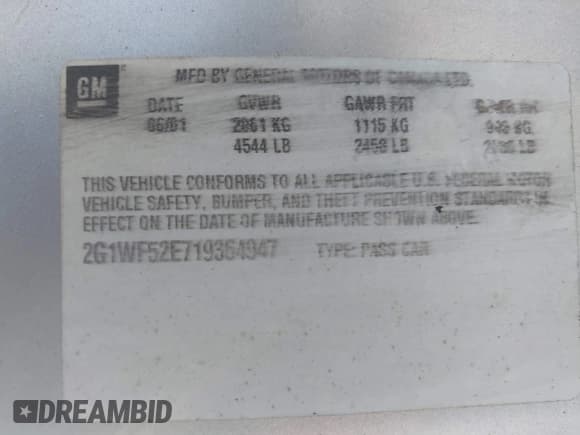 ✅ 2001 Chevrolet Impala • VIN: 2G1WF52E719364947 • Лот: 43094229. Опубликован ранее на IAAI с пробегом Не указан. Бесплатный доступ к архиву аукционных продаж из США и подробный отчёт об истории автомобиля на DreamBid. Изображение 9.