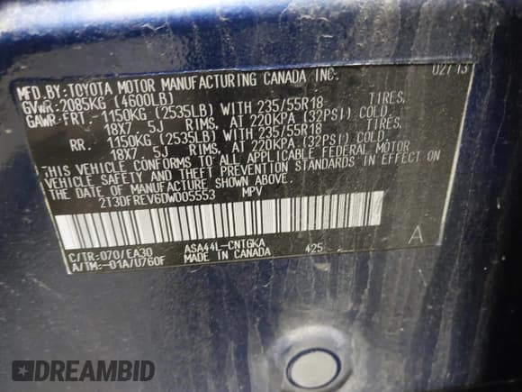 ✅ 2013 Toyota RAV4 Limited • VIN: 2T3DFREV6DW005553 • Лот: 43831325. Опубликован ранее на IAAI с пробегом 210 715 миль. Бесплатный доступ к архиву аукционных продаж из США и подробный отчёт об истории автомобиля на DreamBid. Изображение 9.