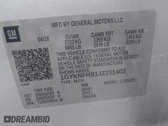 ✅ 2018 Cadillac XT5 Premium Luxury AWD • VIN: 1GYKNFRS1JZ231403 • Лот: 43032852. Опубликован ранее на IAAI с пробегом 58 661 миль. Бесплатный доступ к архиву аукционных продаж из США и подробный отчёт об истории автомобиля на DreamBid. Изображение 9.