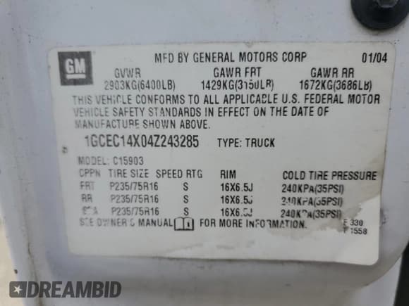 ✅ 2004 Chevrolet Silverado 1500 Work Truck • VIN: 1GCEC14X04Z243285 • Лот: 65287394. Опубликован ранее на Copart с пробегом Не указан. Бесплатный доступ к архиву аукционных продаж из США и подробный отчёт об истории автомобиля на DreamBid. Изображение 12.