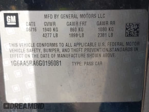 ✅ 2016 Cadillac ATS Standard RWD • VIN: 1G6AA5RA6G0196081 • Lot: 42140830. Listed on IAAI with 84,700 mi. Free auction sales archive from the USA and detailed vehicle history report at DreamBid. Image 9.