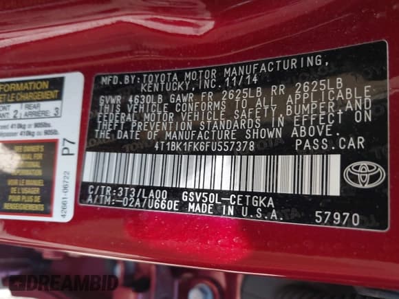 ✅ 2015 Toyota Camry XSE • VIN: 4T1BK1FK6FU557378 • Лот: 42216778. Опубликован ранее на IAAI с пробегом Не указан. Бесплатный доступ к архиву аукционных продаж из США и подробный отчёт об истории автомобиля на DreamBid. Изображение 9.