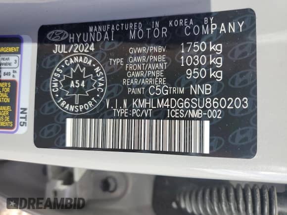 2025 Hyundai Elantra SEL Sport с VIN KMHLM4DG6SU860203, выставлен на аукционе Copart как лот 89527295 с пробегом 26 123 миль миль и Списание • Salvage title. История ставок и продаж доступна на DreamBid. Изображение 12.