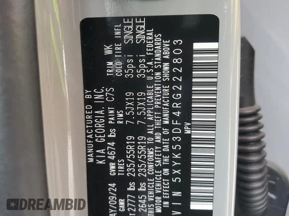 ✅ 2024 Kia Sportage SX-Prestige • VIN: 5XYK53DF4RG222803 • Lot: 58139025. Listed on Copart with Not provided. Free auction sales archive from the USA and detailed vehicle history report at DreamBid. Image 13.