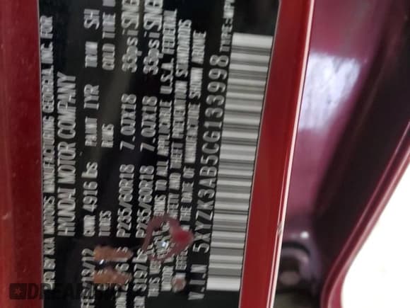 ✅ 2012 Hyundai Santa Fe Limited • VIN: 5XYZK3AB5CG133998 • Lot: 84607764. Listed on Copart with 144,912 mi. Free auction sales archive from the USA and detailed vehicle history report at DreamBid. Image 13.