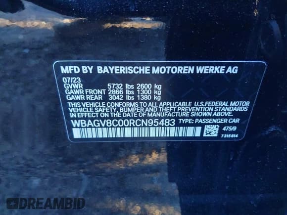 ✅ 2024 BMW 8 Series M850i • VIN: WBAGV8C00RCN95483 • Lot: 41294811. Listed on IAAI with Not provided. Free auction sales archive from the USA and detailed vehicle history report at DreamBid. Image 9.