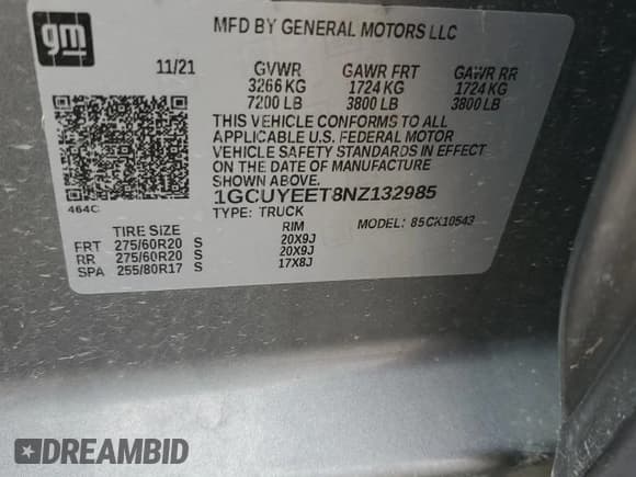 ✅ 2022 Chevrolet Silverado 1500 RST • VIN: 1GCUYEET8NZ132985 • Лот: 61767015. Опубликован ранее на Copart с пробегом 81 071 миль. Бесплатный доступ к архиву аукционных продаж из США и подробный отчёт об истории автомобиля на DreamBid. Изображение 12.