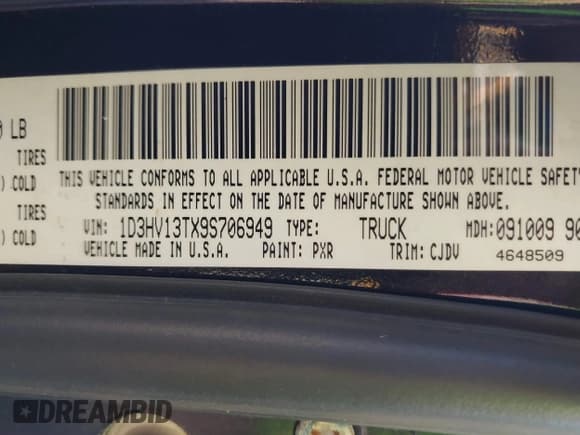 ✅ 2009 Dodge 1500 Laramie • VIN: 1D3HV13TX9S706949 • Lot: 41803074. Wystawiony na IAAI z przebiegiem 144 047 mil. Bezpłatny archiwum sprzedaży aukcyjnych z USA i szczegółowy raport historii pojazdu na DreamBid. Zdjęcie 9.