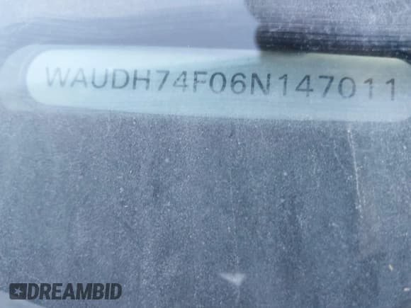 ✅ 2006 Audi A6 3.2L • VIN: WAUDH74F06N147011 • Lot: 41707496. Listed on IAAI with Not provided. Free auction sales archive from the USA and detailed vehicle history report at DreamBid. Image 9.