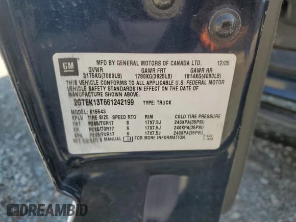 ✅ 2006 GMC Sierra 1500 SLE2 • VIN: 2GTEK13T661242199 • Lot: 70198294. Wystawiony na Copart z przebiegiem 143 288 mil. Bezpłatny archiwum sprzedaży aukcyjnych z USA i szczegółowy raport historii pojazdu na DreamBid. Zdjęcie 14.