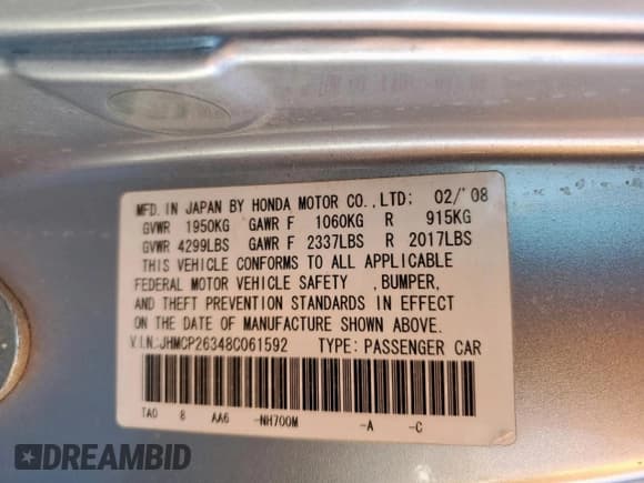 ✅ 2008 Honda Accord LX • VIN: JHMCP26348C061592 • Лот: 92407345. Опубликован ранее на Copart с пробегом 158 025 миль. Бесплатный доступ к архиву аукционных продаж из США и подробный отчёт об истории автомобиля на DreamBid. Изображение 12.