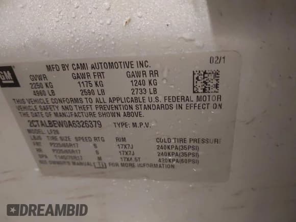 ✅ 2010 GMC Terrain SLE-1 • VIN: 2CTALBEW0A6326379 • Лот: 43809250. Опубликован ранее на IAAI с пробегом 154 795 миль. Бесплатный доступ к архиву аукционных продаж из США и подробный отчёт об истории автомобиля на DreamBid. Изображение 9.