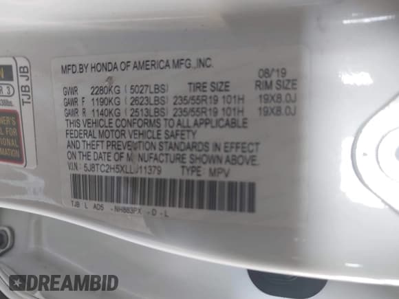 ✅ 2020 Acura RDX Technology • VIN: 5J8TC2H5XLL011379 • Лот: 42166262. Опубликован ранее на IAAI с пробегом 37 530 миль. Бесплатный доступ к архиву аукционных продаж из США и подробный отчёт об истории автомобиля на DreamBid. Изображение 9.