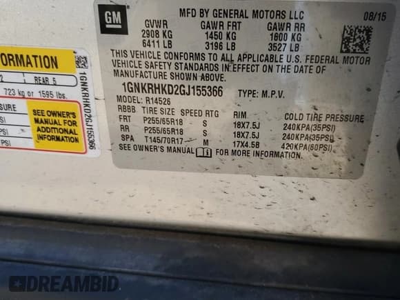 ✅ 2016 Chevrolet Traverse LT • VIN: 1GNKRHKD2GJ155366 • Lot: 36882754. Wystawiony na Copart z przebiegiem 80 494 mil. Bezpłatny archiwum sprzedaży aukcyjnych z USA i szczegółowy raport historii pojazdu na DreamBid. Zdjęcie 13.