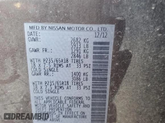 ✅ 2013 Nissan Pathfinder SV • VIN: 5N1AR2MM2DC632484 • Lot: 87415825. Listed on Copart with 179,188 mi. Free auction sales archive from the USA and detailed vehicle history report at DreamBid. Image 13.