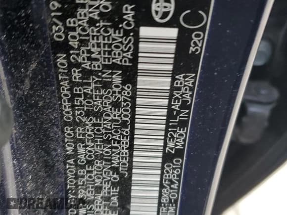 ✅ 2020 Toyota Corolla Hybrid LE • VIN: JTDEBRBE6LJ003786 • Лот: 91296565. Опубликован ранее на Copart с пробегом 134 795 миль. Бесплатный доступ к архиву аукционных продаж из США и подробный отчёт об истории автомобиля на DreamBid. Изображение 12.