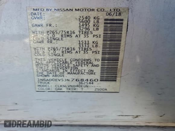 ✅ 2018 Nissan Frontier Pro-4X • VIN: 1N6AD0EV5JN768460 • Lot: 94796935. Listed on Copart with 82,142 mi. Free auction sales archive from the USA and detailed vehicle history report at DreamBid. Image 12.