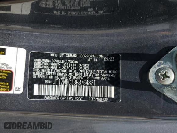 ✅ 2023 Toyota 86 • VIN: JF1ZNBC18P8764821 • Лот: 68478445. Опубликован ранее на Copart с пробегом 19 985 миль. Бесплатный доступ к архиву аукционных продаж из США и подробный отчёт об истории автомобиля на DreamBid. Изображение 13.