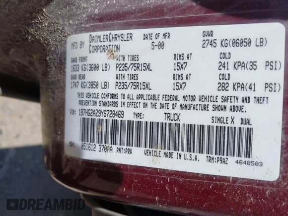 ✅ 2000 Dodge Dakota Sport • VIN: 1B7HG2AZ9YS728469 • Lot: 42928676. Wystawiony na IAAI z przebiegiem 243 416 mil. Bezpłatny archiwum sprzedaży aukcyjnych z USA i szczegółowy raport historii pojazdu na DreamBid. Zdjęcie 9.