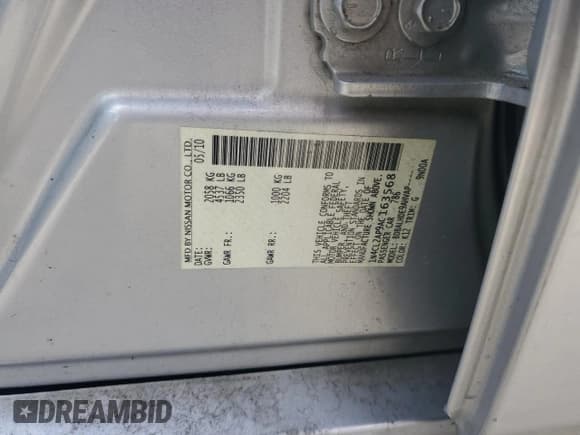 ✅ 2010 Nissan Altima Hybrid • VIN: 1N4CL2AP9AC163568 • Lot: 70488035. Wystawiony na Copart z przebiegiem 192 826 mil. Bezpłatny archiwum sprzedaży aukcyjnych z USA i szczegółowy raport historii pojazdu na DreamBid. Zdjęcie 12.