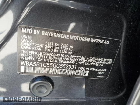 ✅ 2016 BMW 5 Series 535i • VIN: WBA5B1C55GG552931 • Lot: 66541975. Wystawiony na Copart z przebiegiem 112 376 mil. Bezpłatny archiwum sprzedaży aukcyjnych z USA i szczegółowy raport historii pojazdu na DreamBid. Zdjęcie 13.