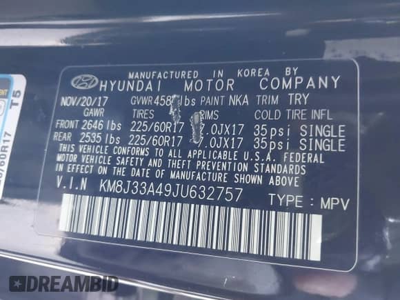 2018 Hyundai Tucson SEL с VIN KM8J33A49JU632757, выставлен на аукционе IAAI как лот 40913005 с пробегом Не указан миль и . История ставок и продаж доступна на DreamBid. Изображение 9.