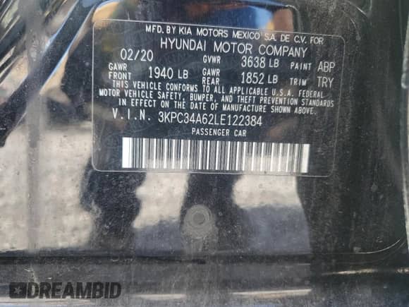 2020 Hyundai Accent Limited z VIN 3KPC34A62LE122384, wystawiony jako Copart lot #68709664 z przebiegiem 84 936 mil mil oraz Szkoda całkowita • Salvage title. Historia ofert i sprzedaży dostępna na DreamBid. Obrazek 12.