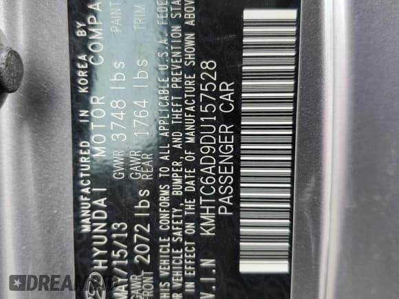 ✅ 2013 Hyundai Veloster w/Gray Int • VIN: KMHTC6AD9DU157528 • Lot: 43481945. Wystawiony na Copart z przebiegiem 164 923 mil. Bezpłatny archiwum sprzedaży aukcyjnych z USA i szczegółowy raport historii pojazdu na DreamBid. Zdjęcie 12.