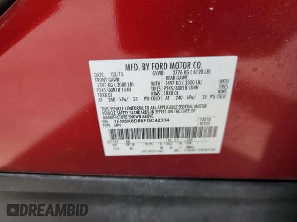 ✅ 2015 Ford Explorer XLT • VIN: 1FM5K8D86FGC42334 • Lot: 90051795. Wystawiony na Copart z przebiegiem Nie podano. Bezpłatny archiwum sprzedaży aukcyjnych z USA i szczegółowy raport historii pojazdu na DreamBid. Zdjęcie 13.