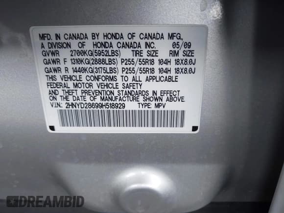 ✅ 2009 Acura MDX Technology • VIN: 2HNYD28699H518929 • Лот: 42792832. Опубликован ранее на IAAI с пробегом 266 345 миль. Бесплатный доступ к архиву аукционных продаж из США и подробный отчёт об истории автомобиля на DreamBid. Изображение 9.