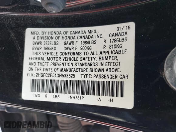 ✅ 2016 Honda Civic LX • VIN: 2HGFC2F54GH533525 • Lot: 43611282. Wystawiony na IAAI z przebiegiem 159 132 mil. Bezpłatny archiwum sprzedaży aukcyjnych z USA i szczegółowy raport historii pojazdu na DreamBid. Zdjęcie 9.