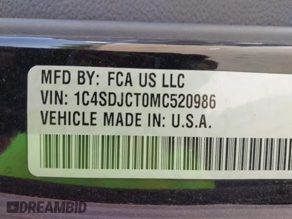 ✅ 2021 Dodge Durango R/T • VIN: 1C4SDJCT0MC520986 • Lot: 43250366. Listed on IAAI with Not provided. Free auction sales archive from the USA and detailed vehicle history report at DreamBid. Image 9.