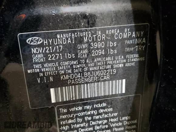 2018 Hyundai Elantra Sport с VIN KMHD04LB8JU602219, выставлен на аукционе Copart как лот 86986955 с пробегом 113 309 миль миль и Списание • Salvage title. История ставок и продаж доступна на DreamBid. Изображение 12.