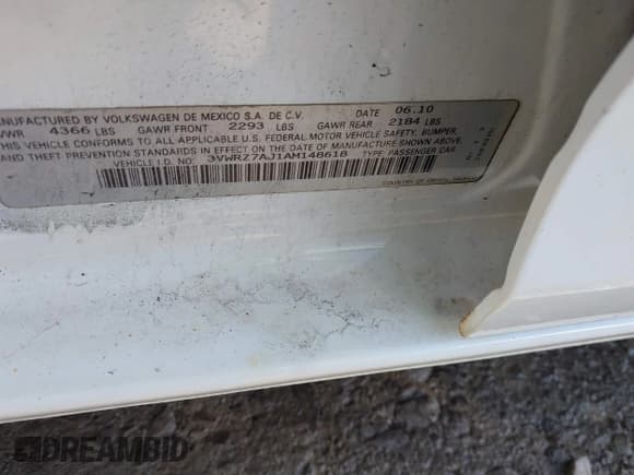 ✅ 2010 Volkswagen Jetta Limited Edition • VIN: 3VWRZ7AJ1AM148618 • Lot: 41812669. Listed on IAAI with 129,657 mi. Free auction sales archive from the USA and detailed vehicle history report at DreamBid. Image 9.