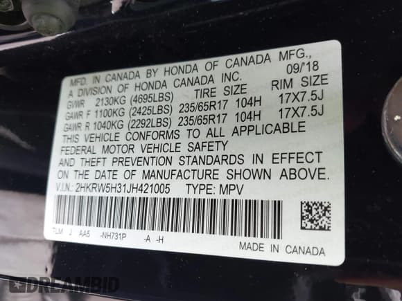 ✅ 2018 Honda CR-V LX • VIN: 2HKRW5H31JH421005 • Lot: 43313309. Wystawiony na IAAI z przebiegiem 54 326 mil. Bezpłatny archiwum sprzedaży aukcyjnych z USA i szczegółowy raport historii pojazdu na DreamBid. Zdjęcie 9.