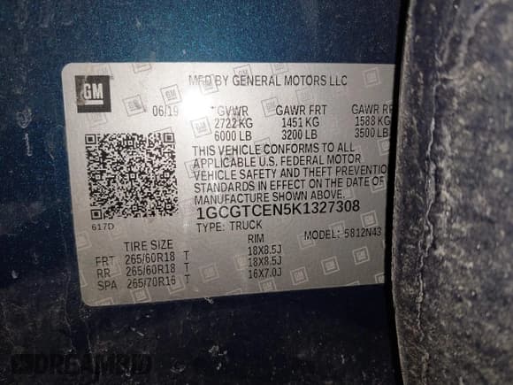 ✅ 2019 Chevrolet Colorado 4WD LT • VIN: 1GCGTCEN5K1327308 • Lot: 41630217. Listed on IAAI with 15,501 mi. Free auction sales archive from the USA and detailed vehicle history report at DreamBid. Image 9.