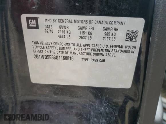 2016 Chevrolet Impala Police Police с VIN 2G1WD5E33G1160816, выставлен на аукционе Copart как лот 87407355 с пробегом 157 207 миль миль и Списание • Salvage title. История ставок и продаж доступна на DreamBid. Изображение 12.