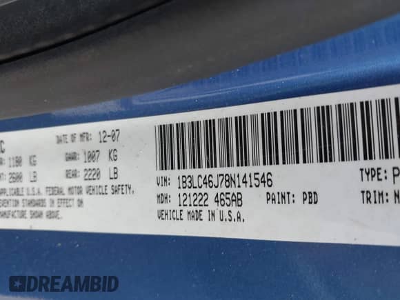 2008 Dodge Avenger SE с VIN 1B3LC46J78N141546, выставлен на аукционе IAAI как лот 42624205 с пробегом 186 716 миль миль и . История ставок и продаж доступна на DreamBid. Изображение 9.