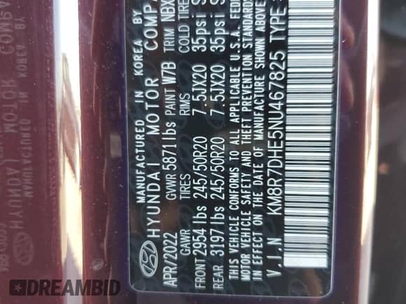 2022 Hyundai Palisade Calligraphy с VIN KM8R7DHE5NU467825, выставлен на аукционе Copart как лот 74296264 с пробегом 52 412 миль миль и Списание • Salvage title. История ставок и продаж доступна на DreamBid. Изображение 13.