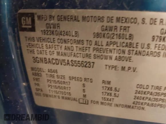 ✅ 2010 Chevrolet HHR 2LT • VIN: 3GNBACDV5AS556237 • Lot: 41387629. Listed on IAAI with 2,917 mi. Free auction sales archive from the USA and detailed vehicle history report at DreamBid. Image 9.