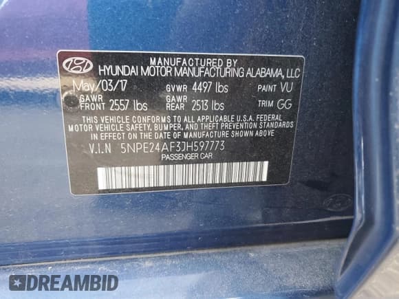 ✅ 2018 Hyundai Sonata SE • VIN: 5NPE24AF3JH597773 • Lot: 87094035. Listed on Copart with 123,981 mi. Free auction sales archive from the USA and detailed vehicle history report at DreamBid. Image 12.