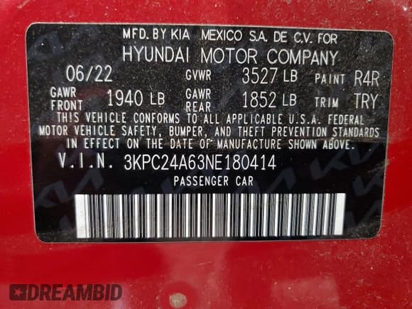 ✅ 2022 Hyundai Accent SE • VIN: 3KPC24A63NE180414 • Лот: 42255385. Опубликован ранее на Copart с пробегом 14 254 миль. Бесплатный доступ к архиву аукционных продаж из США и подробный отчёт об истории автомобиля на DreamBid. Изображение 12.