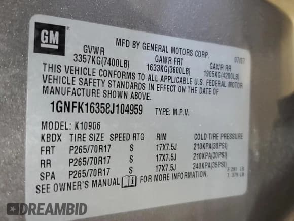 ✅ 2008 Chevrolet Suburban LTZ • VIN: 1GNFK16358J104959 • Lot: 79001024. Wystawiony na Copart z przebiegiem 210 476 mil. Bezpłatny archiwum sprzedaży aukcyjnych z USA i szczegółowy raport historii pojazdu na DreamBid. Zdjęcie 13.