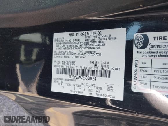 ✅ 2014 Ford Mustang V6 • VIN: 1ZVBP8AM7E5308634 • Lot: 43073553. Listed on IAAI with 186,126 mi. Free auction sales archive from the USA and detailed vehicle history report at DreamBid. Image 9.