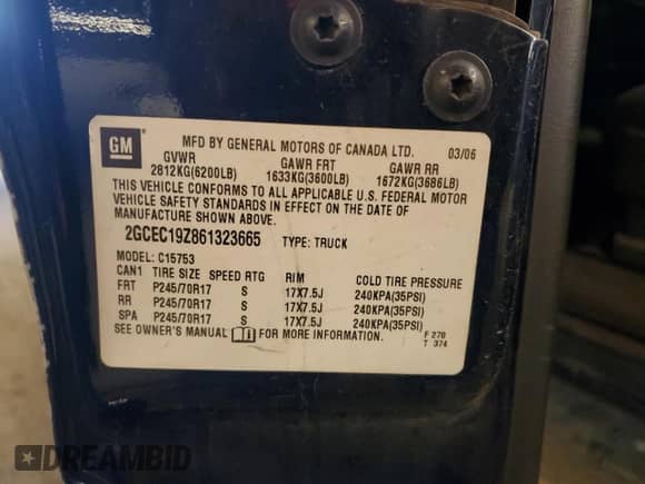 2006 Chevrolet Silverado 1500 LT2 z VIN 2GCEC19Z861323665, wystawiony jako Copart lot #76084704 z przebiegiem 122 792 mil mil oraz Nie do naprawy • Non repairable. Historia ofert i sprzedaży dostępna na DreamBid. Obrazek 12.