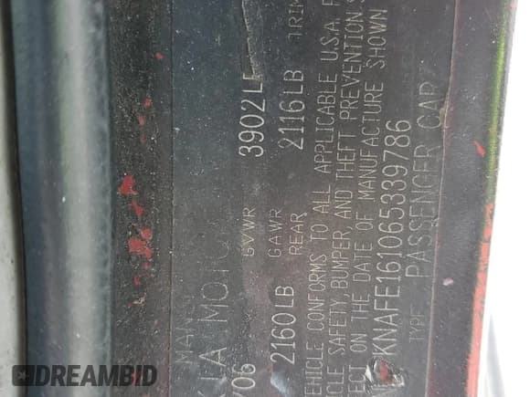 ✅ 2006 Kia Spectra • VIN: KNAFE161065339786 • Lot: 91358555. Wystawiony na Copart z przebiegiem Nie podano. Bezpłatny archiwum sprzedaży aukcyjnych z USA i szczegółowy raport historii pojazdu na DreamBid. Zdjęcie 12.