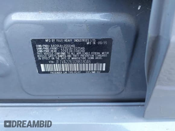 ✅ 2016 Subaru WRX STI Limited • VIN: JF1VA2Z61G9818046 • Лот: 41157313. Опубликован ранее на IAAI с пробегом 38 688 миль. Бесплатный доступ к архиву аукционных продаж из США и подробный отчёт об истории автомобиля на DreamBid. Изображение 9.