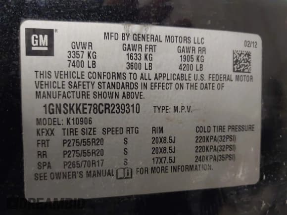 ✅ 2012 Chevrolet Suburban LTZ • VIN: 1GNSKKE78CR239310 • Лот: 41976511. Опубликован ранее на IAAI с пробегом 243 504 миль. Бесплатный доступ к архиву аукционных продаж из США и подробный отчёт об истории автомобиля на DreamBid. Изображение 9.